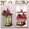LED Christmas Lantern with Plaid Bow 14" Christmas Candle Lantern Flashing Candle Light Christmas Decorative Lanterns for Xmas Indoor Outdoor Party Decor (Bronze, Black Red Plaid, 2)